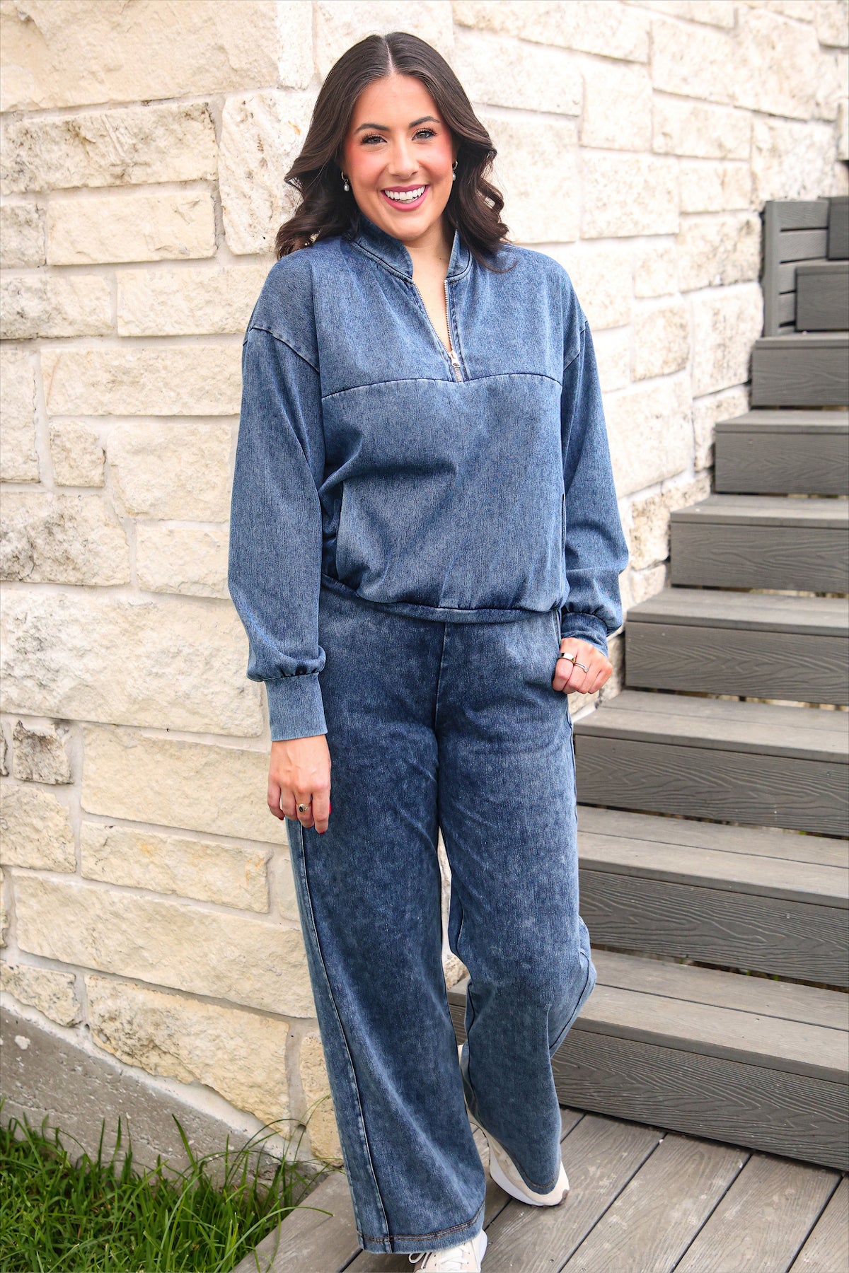 PREORDER: Refined Denim Quarter Zip Pullover by Jess Lea (ETA October)