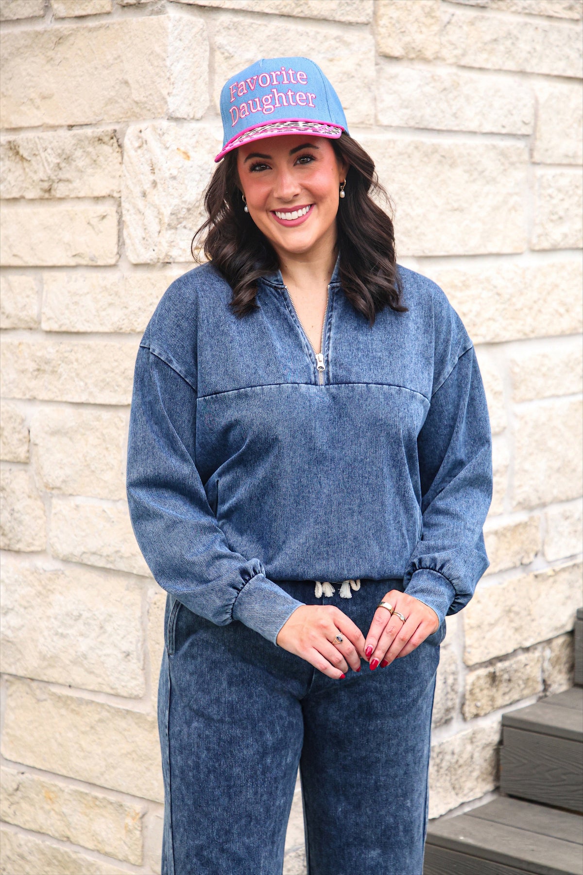 PREORDER: Refined Denim Quarter Zip Pullover by Jess Lea (ETA October)