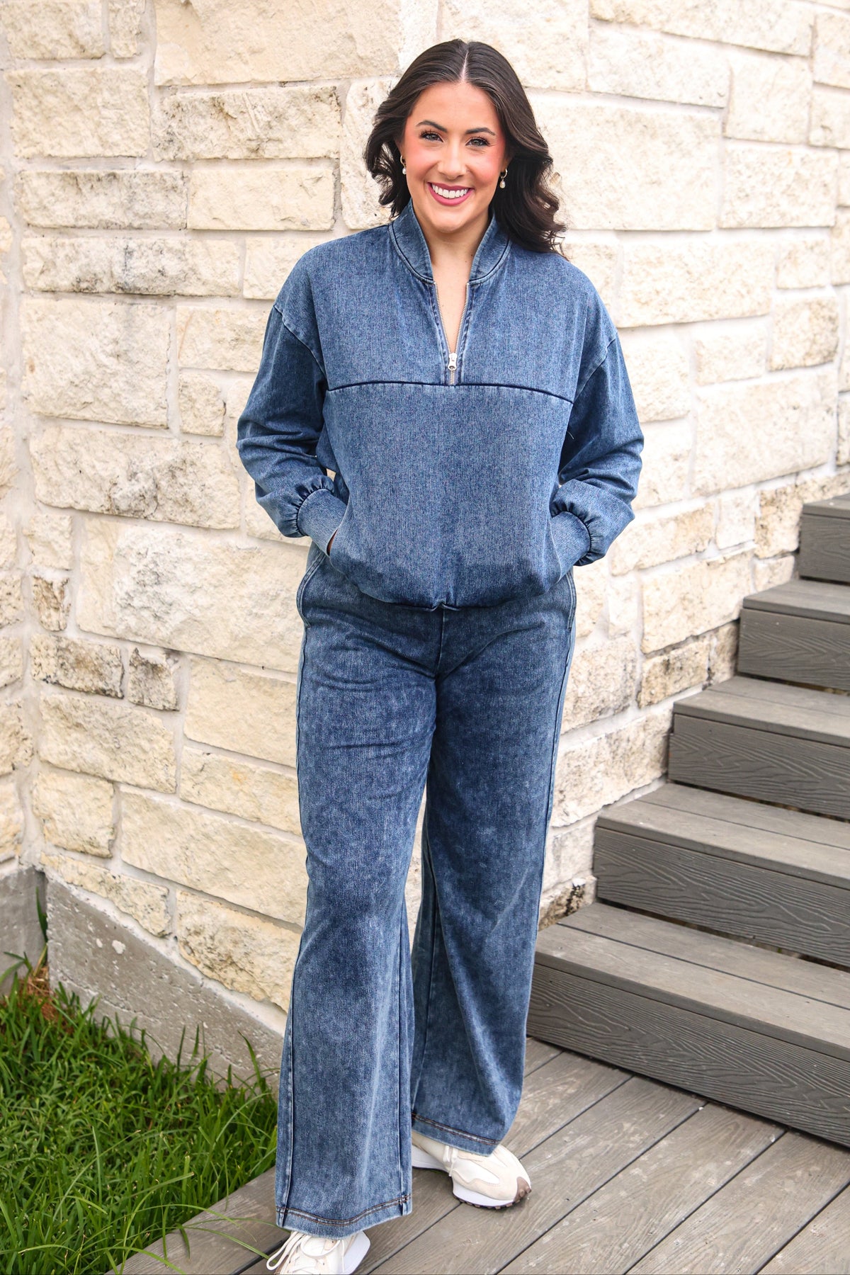 PREORDER: Refined Denim Quarter Zip Pullover by Jess Lea (ETA October)