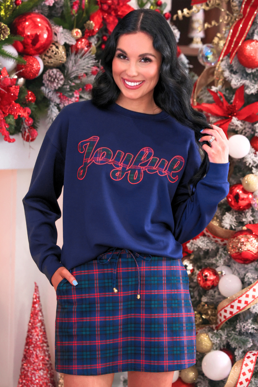 PREORDER: Joyful Plaid Patch Luxe Pullover by Jess Lea (ETA: September)