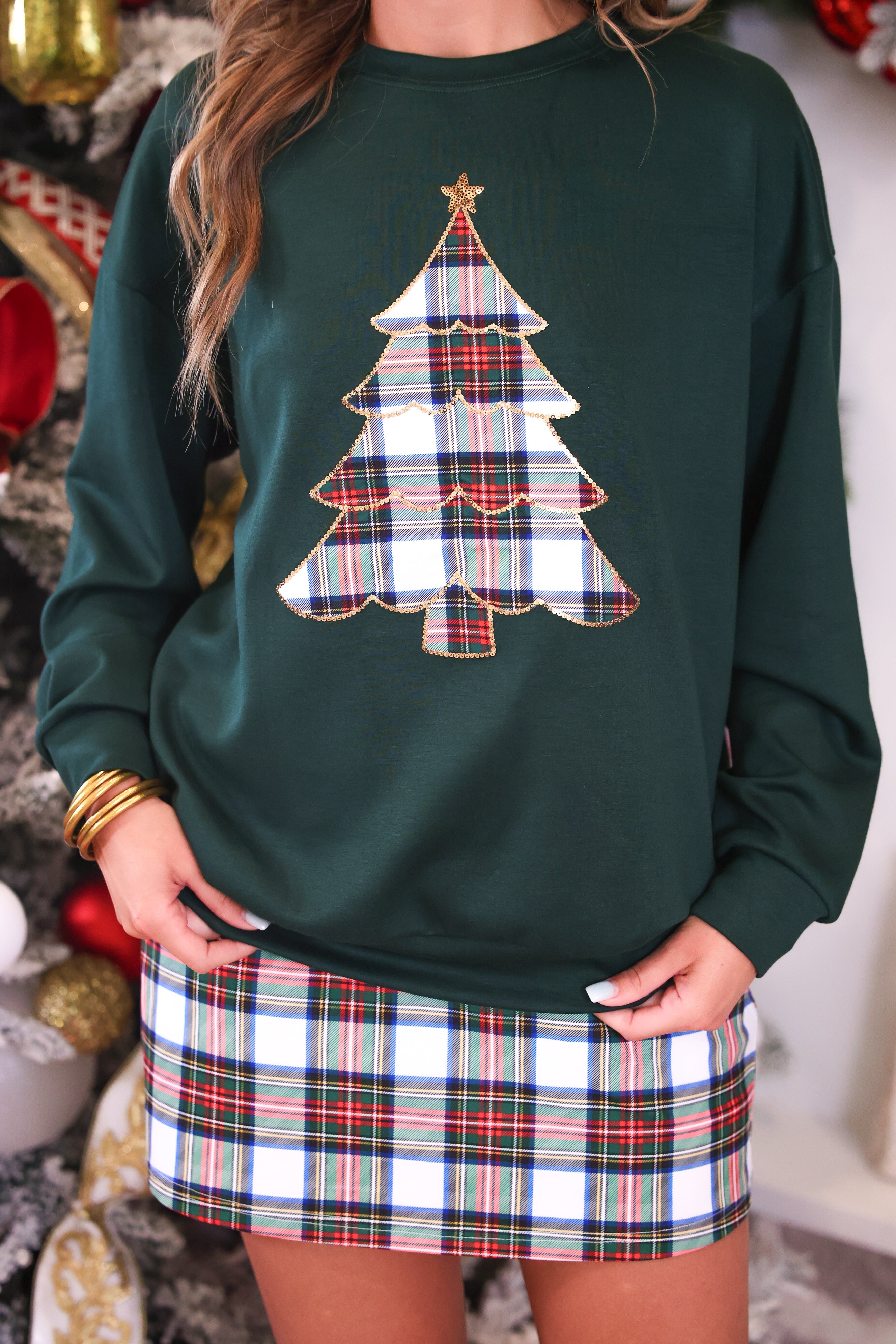 PREORDER: Plaid Christmas Tree Pullover by Jess Lea (ETA: September)
