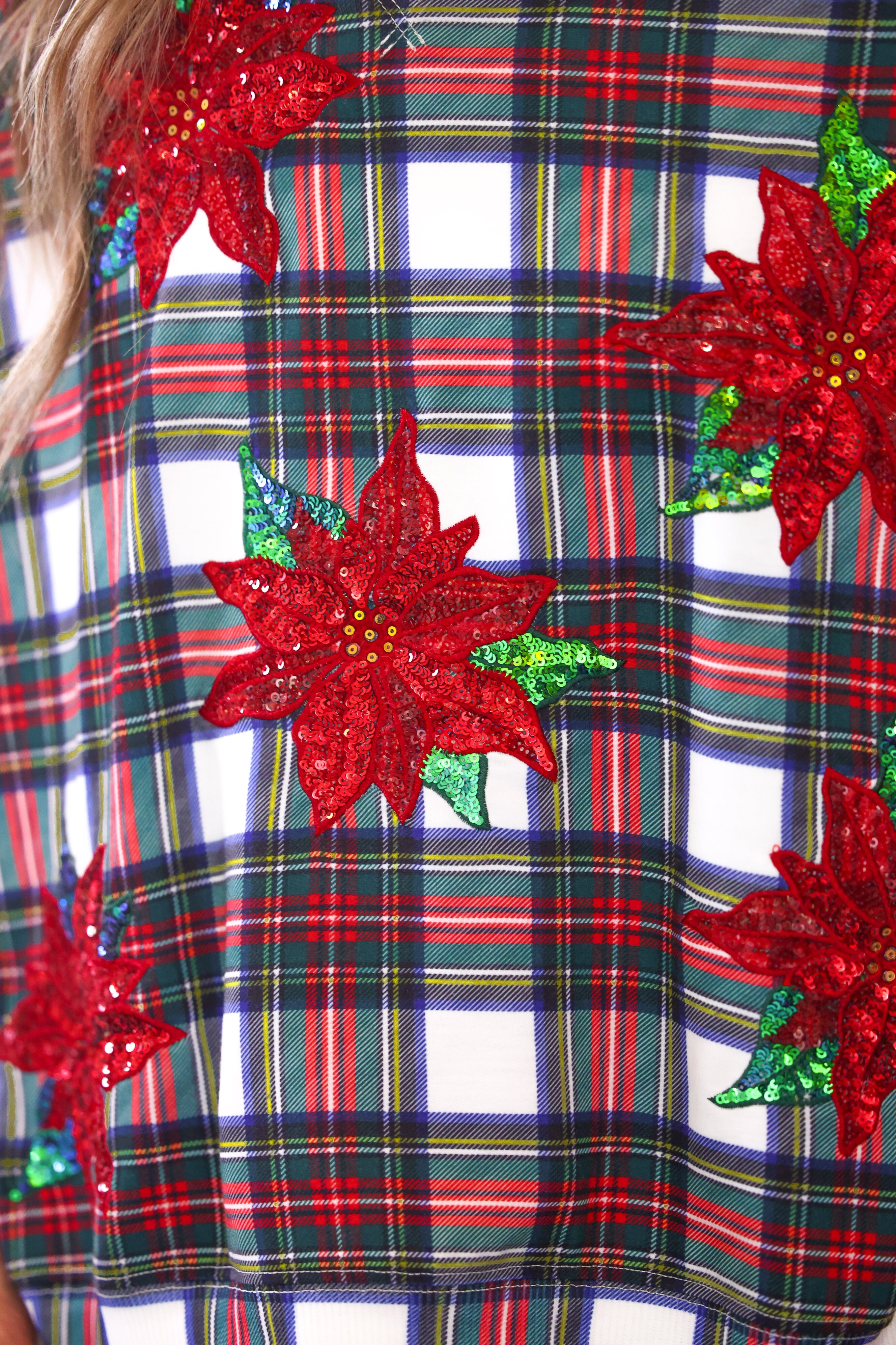 PREORDER: Plaid Poinsettia French Terry Pulloverby Jess Lea (ETA September)