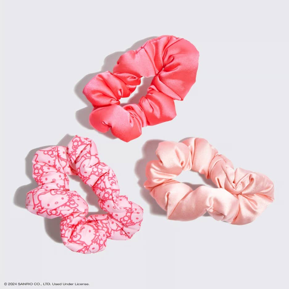 Hello Kitty x Kitsch Recycled Fabric Puffy Scrunchies Set - BFF Here