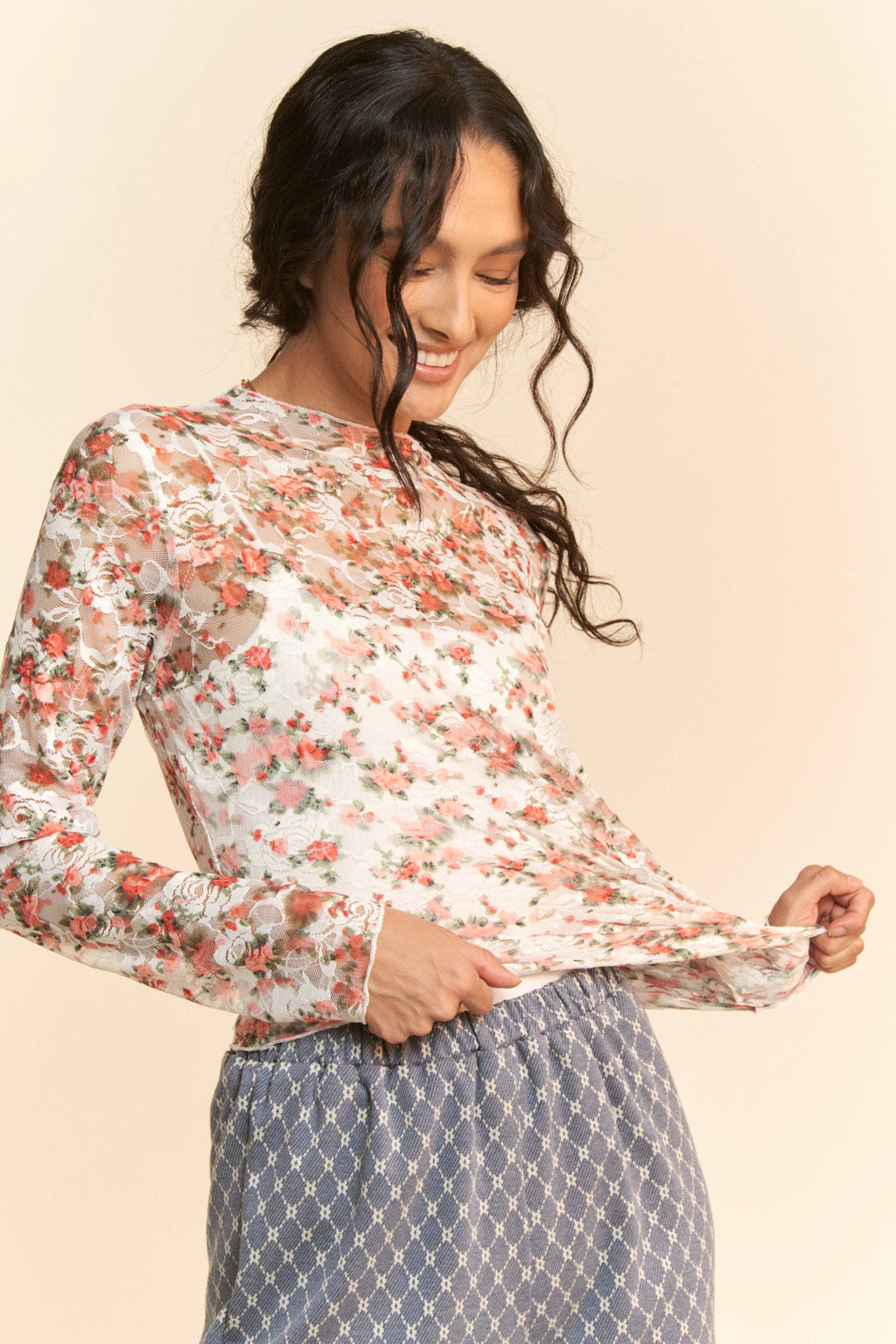 Vintage Floral Charm Mesh Top / Choice of Color - BFF Here