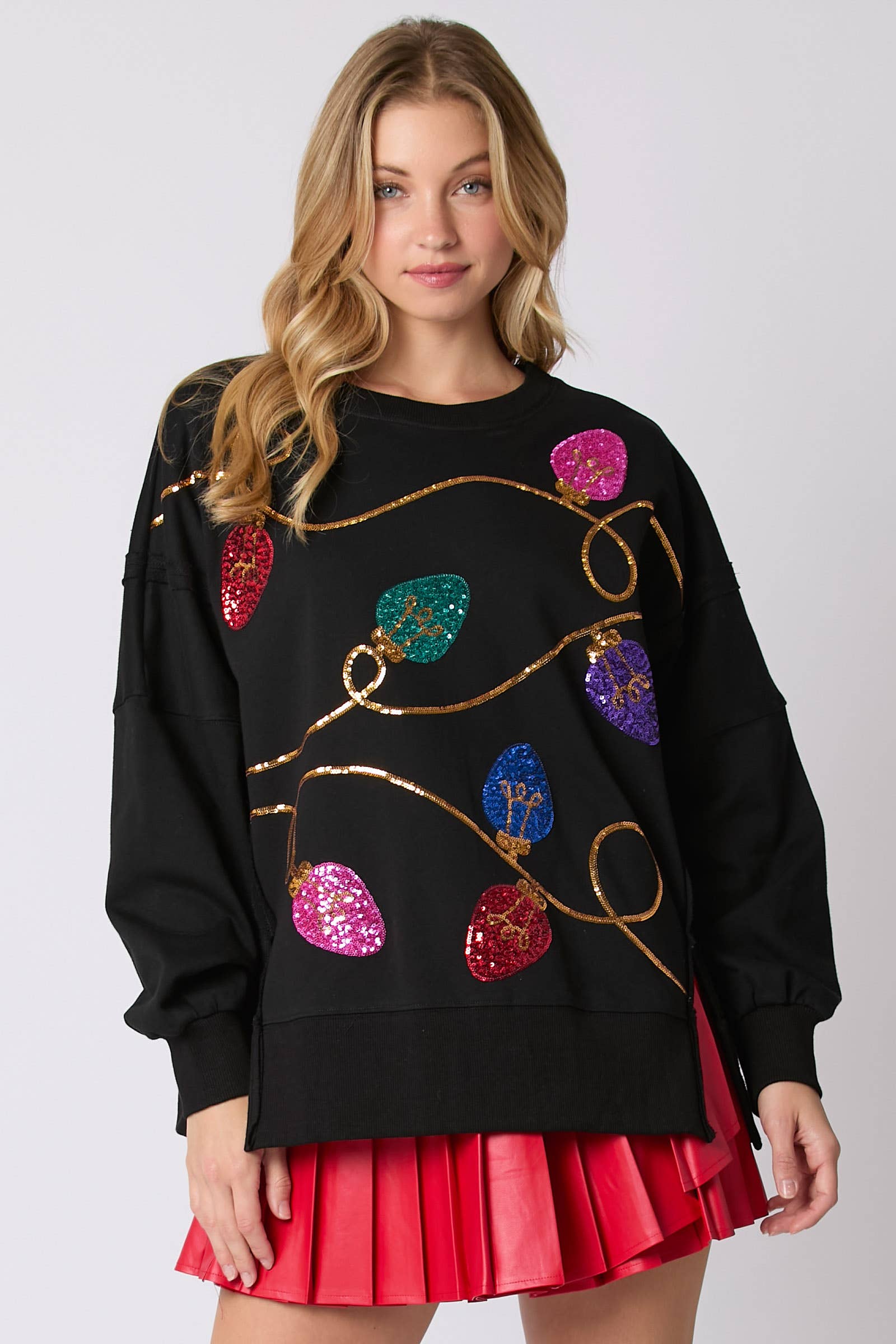 Festive Lights Sequin Sweatshirt / Choice of Color - BFF Here