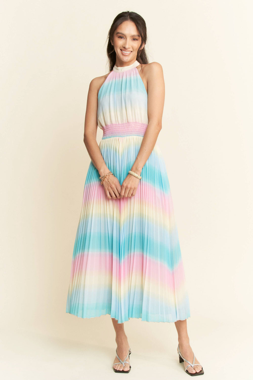 Pastel Dreams Pleated Maxi Dress - BFF Here
