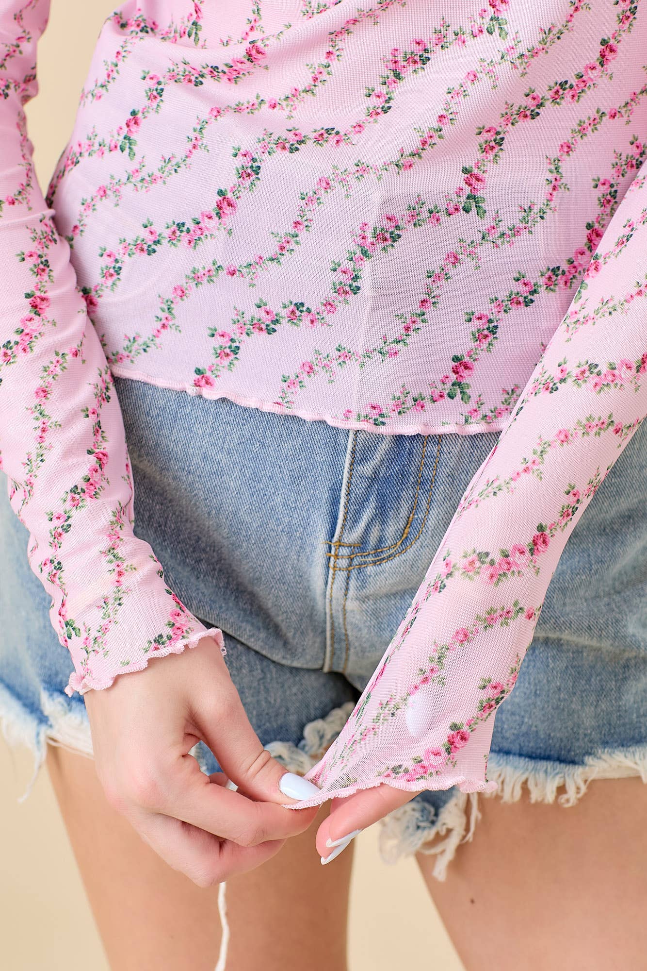 Blushing Floral Mesh Top - BFF Here