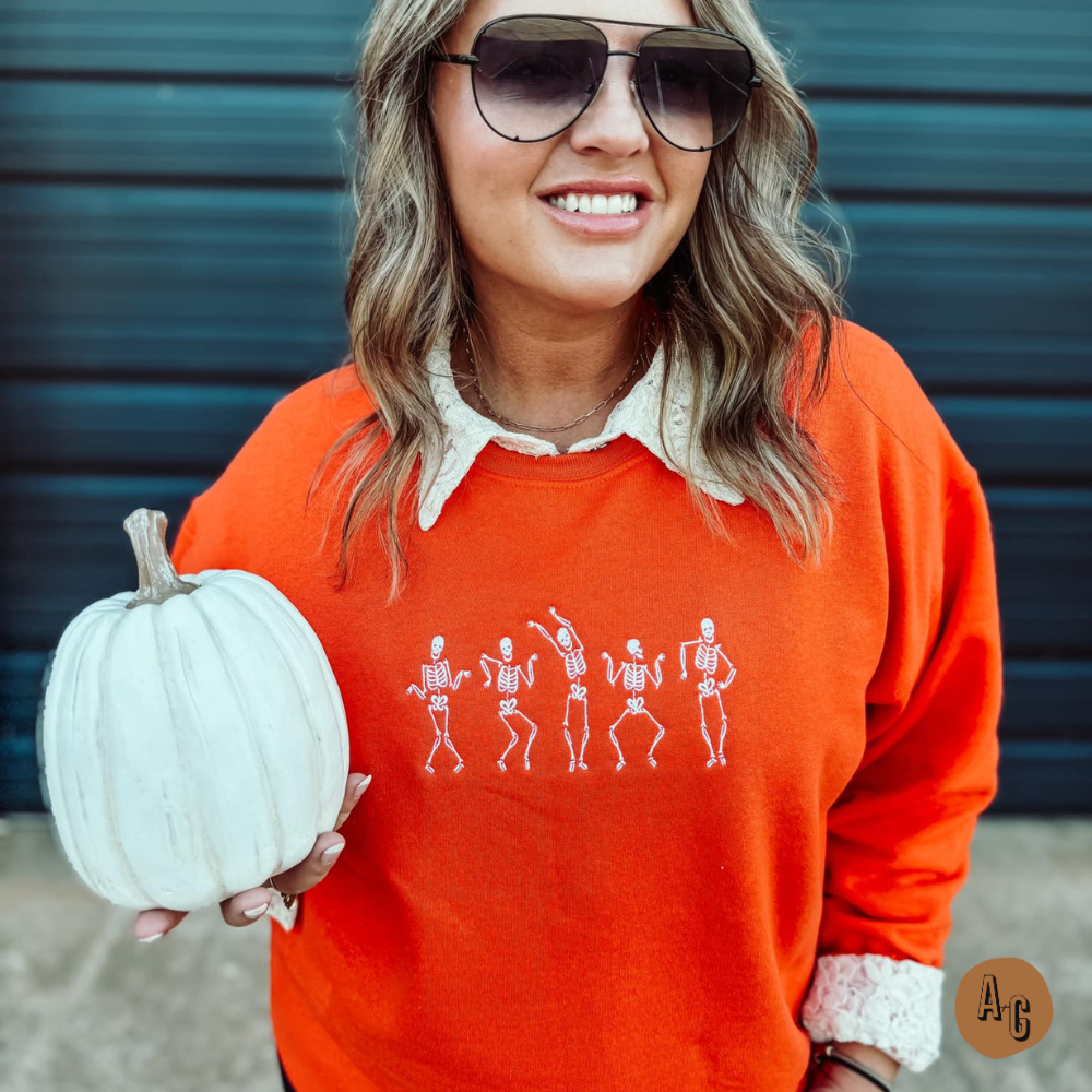 Boo-gie Down Skeleton Embroidered Sweatshirt - BFF Here