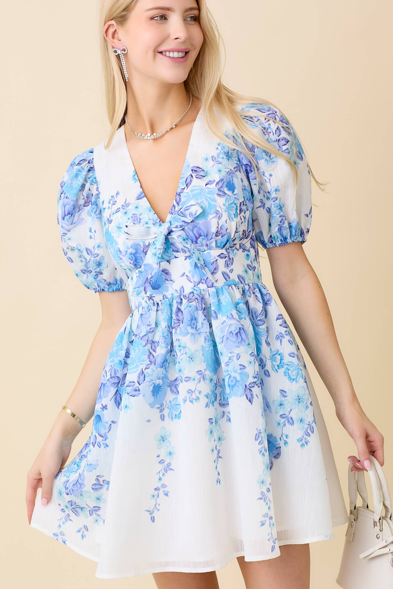Blue Blossom Floral Charm Dress - BFF Here