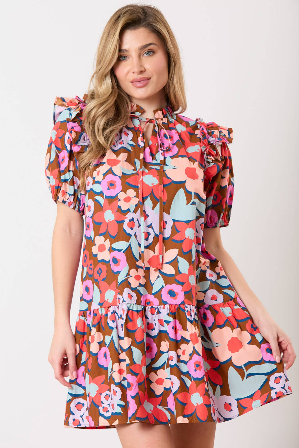 Summer Blossoms: Bold Floral Print Dress - BFF Here