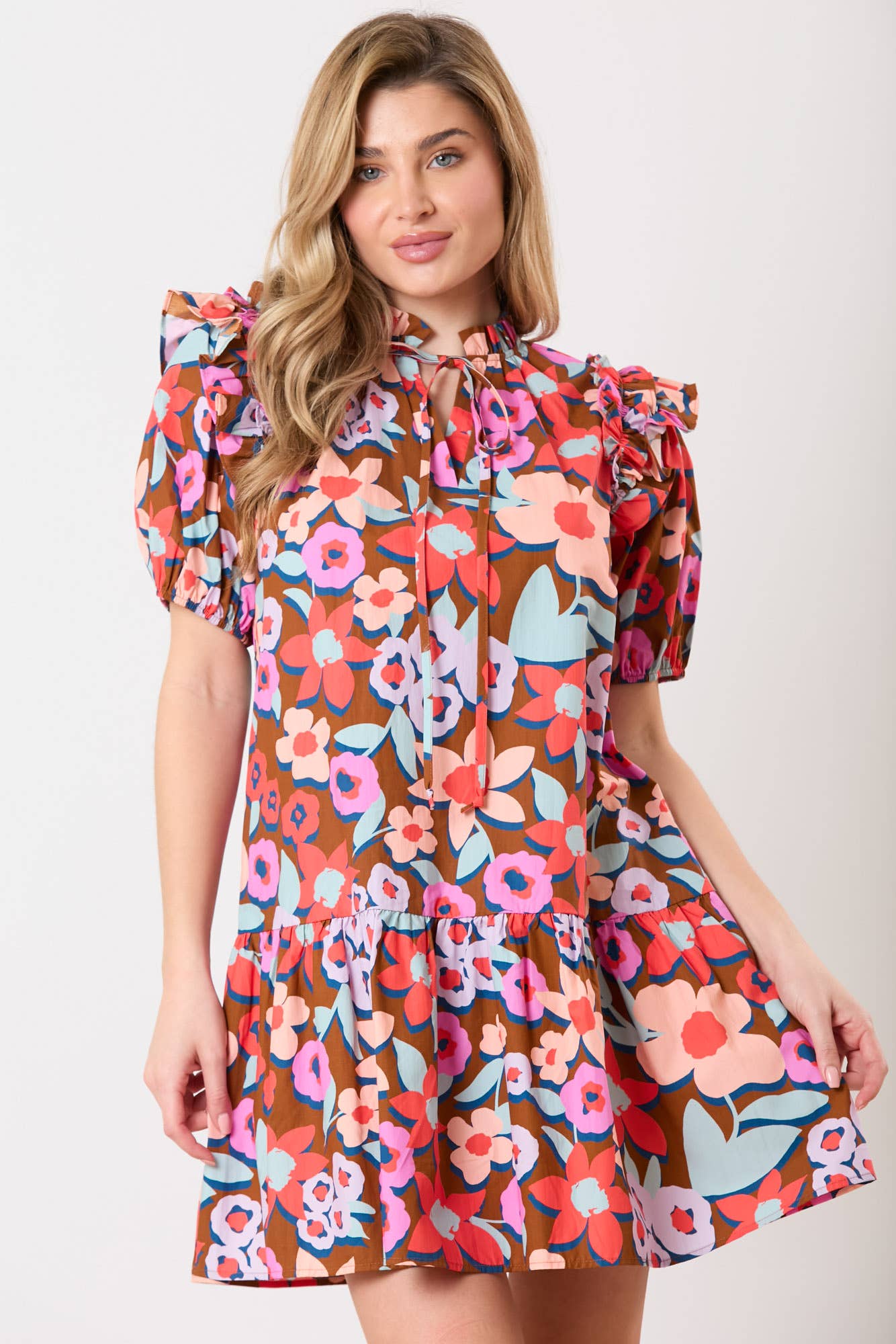 Summer Blossoms: Bold Floral Print Dress - BFF Here
