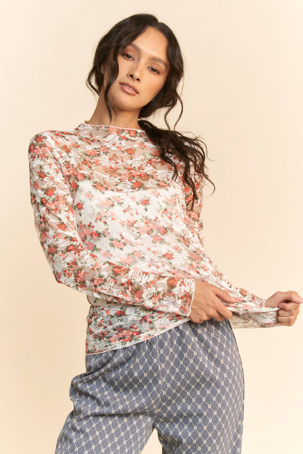 Vintage Floral Charm Mesh Top / Choice of Color - BFF Here