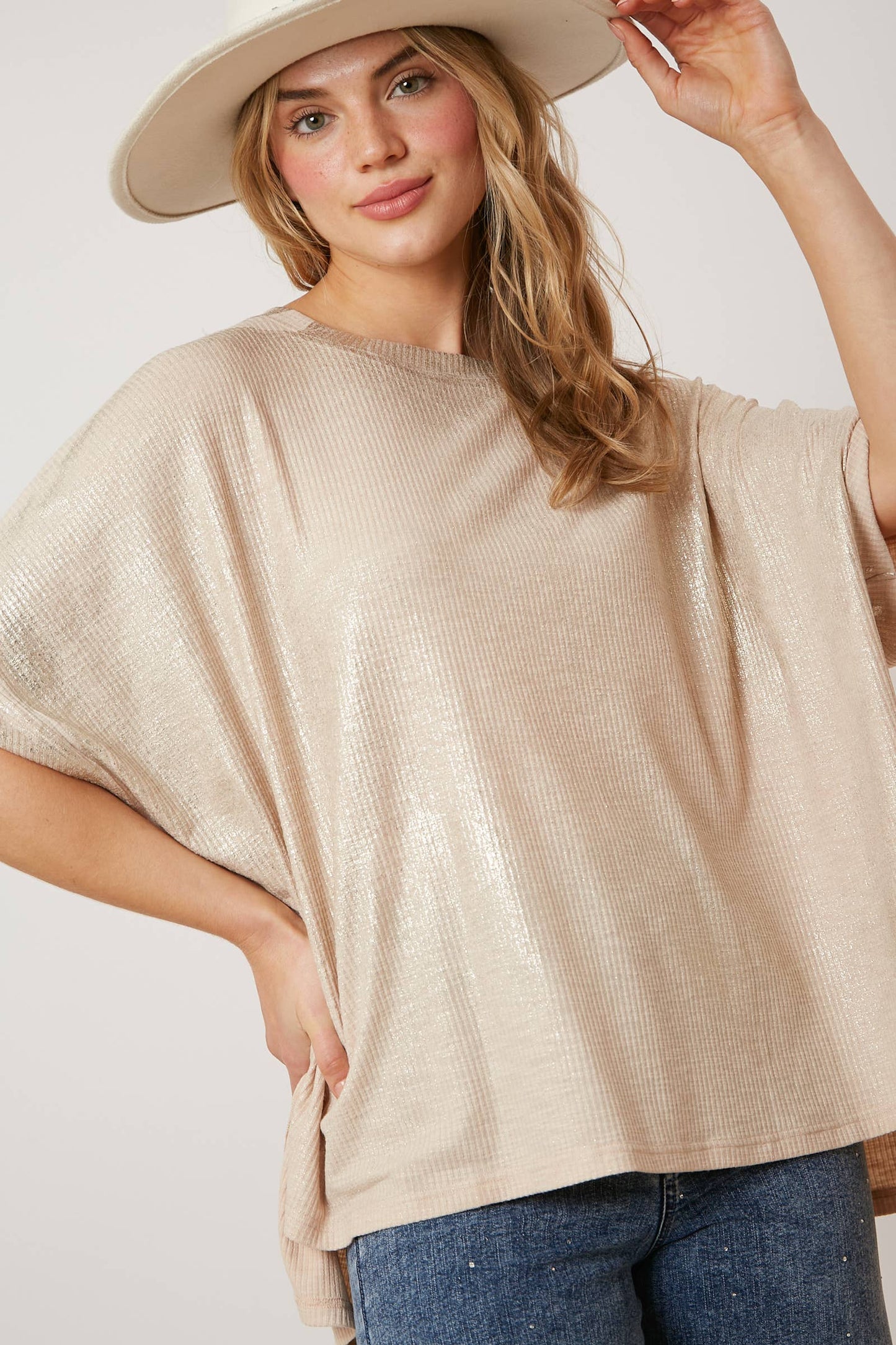 Shimmering Stardust Oversized Top - BFF Here