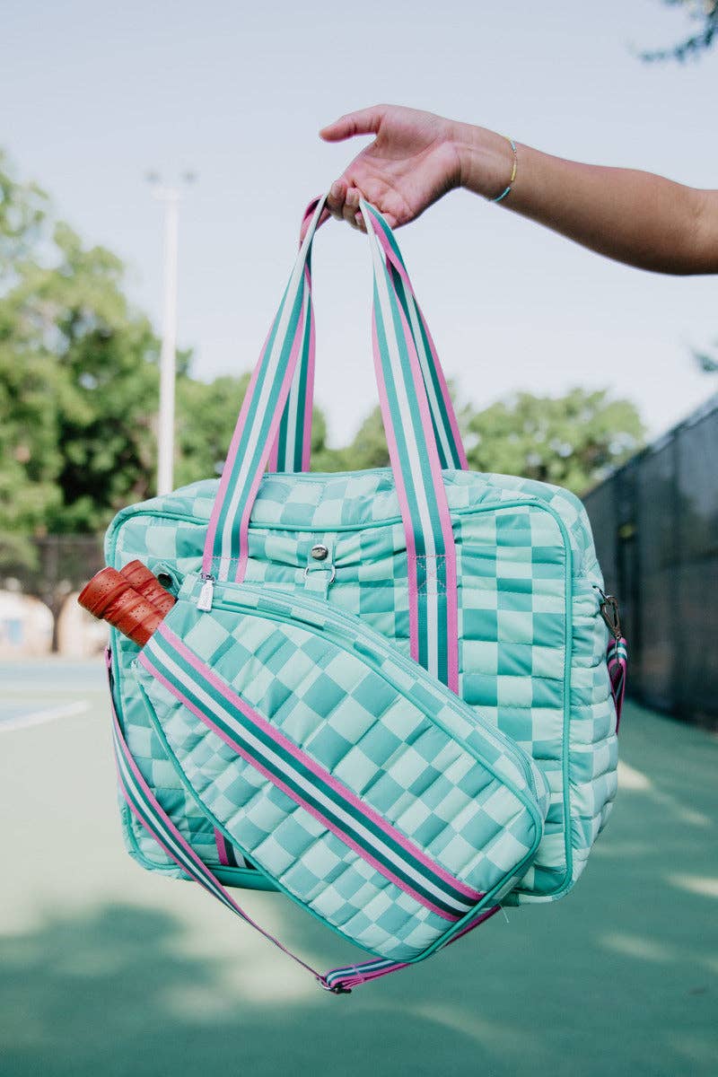 Teal Checkerprint Pickleball Duffle Bag by Katydid - BFF Here