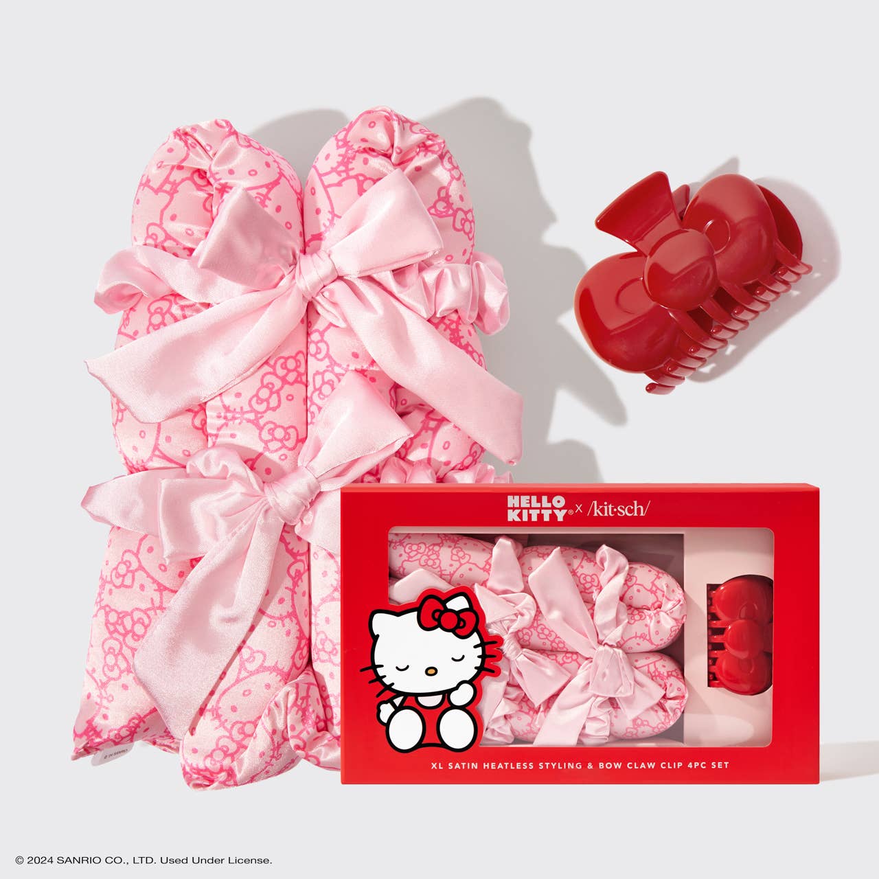 Hello Kitty x Kitsch XL Satin Heatless Styling & Bow 4pc Set - BFF Here