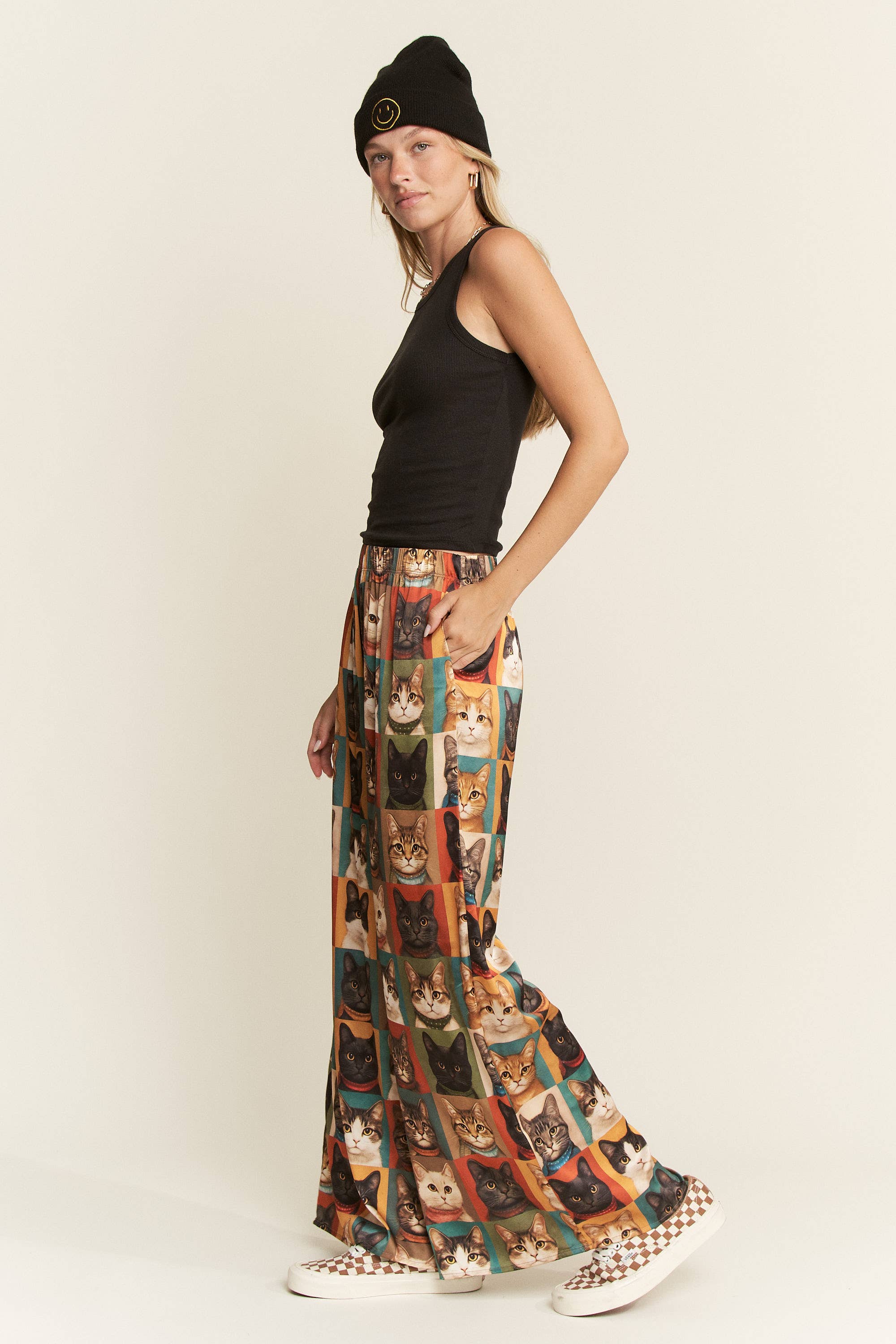 PREORDER: Cat Portrait Wide Leg Satin Pants by Jade by Jane (ETA: End of September) - BFF Here