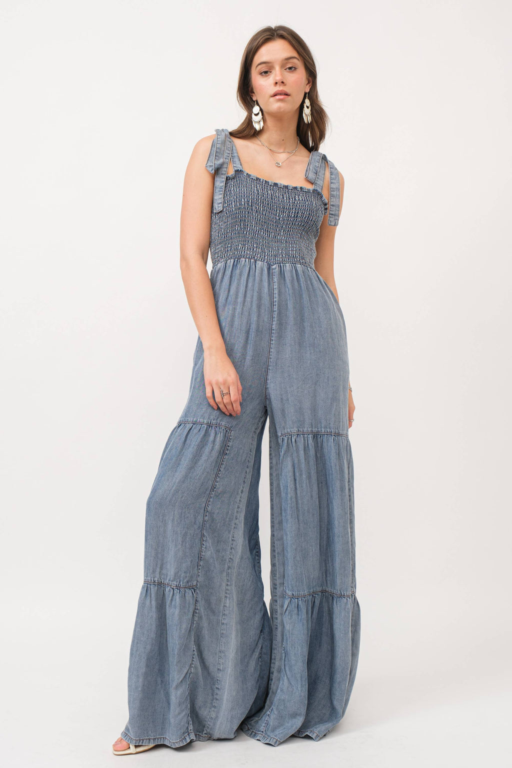 Denim Dreams Smocked Jumpsuit - BFF Here