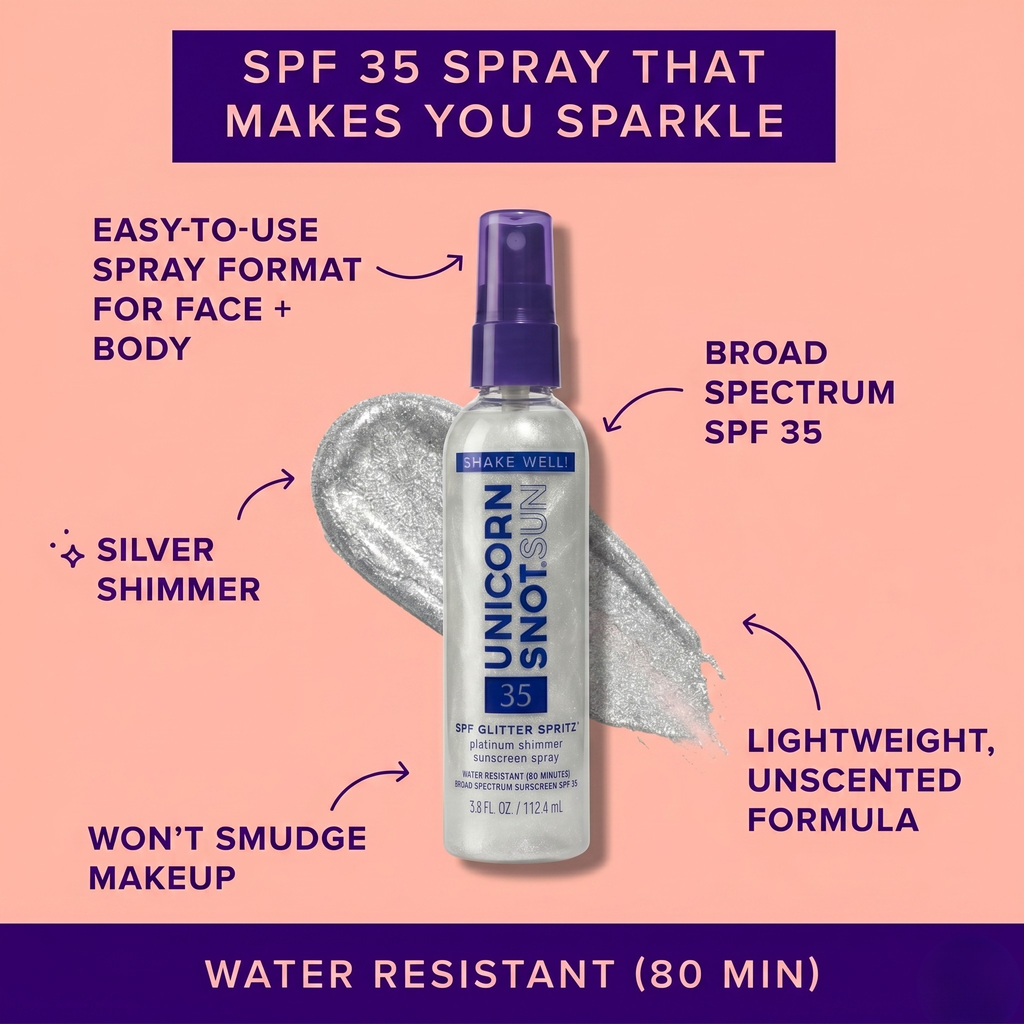 SPF 35 Glitter Spritz — Sunscreen Spray by Unicorn Snot / Platinum - BFF Here