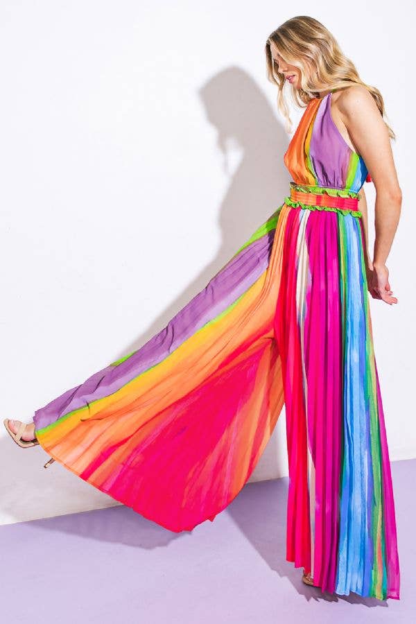 Prismatic Elegance Halter Jumpsuit - BFF Here