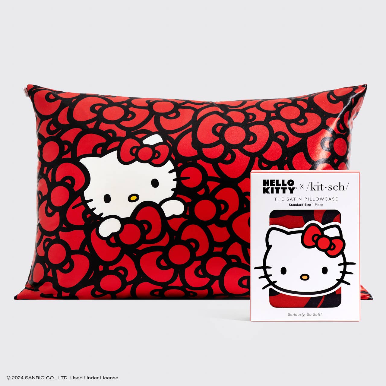 Hello Kitty x Kitsch Pillowcase Standard - Kitty in a Sea of Bows - BFF Here