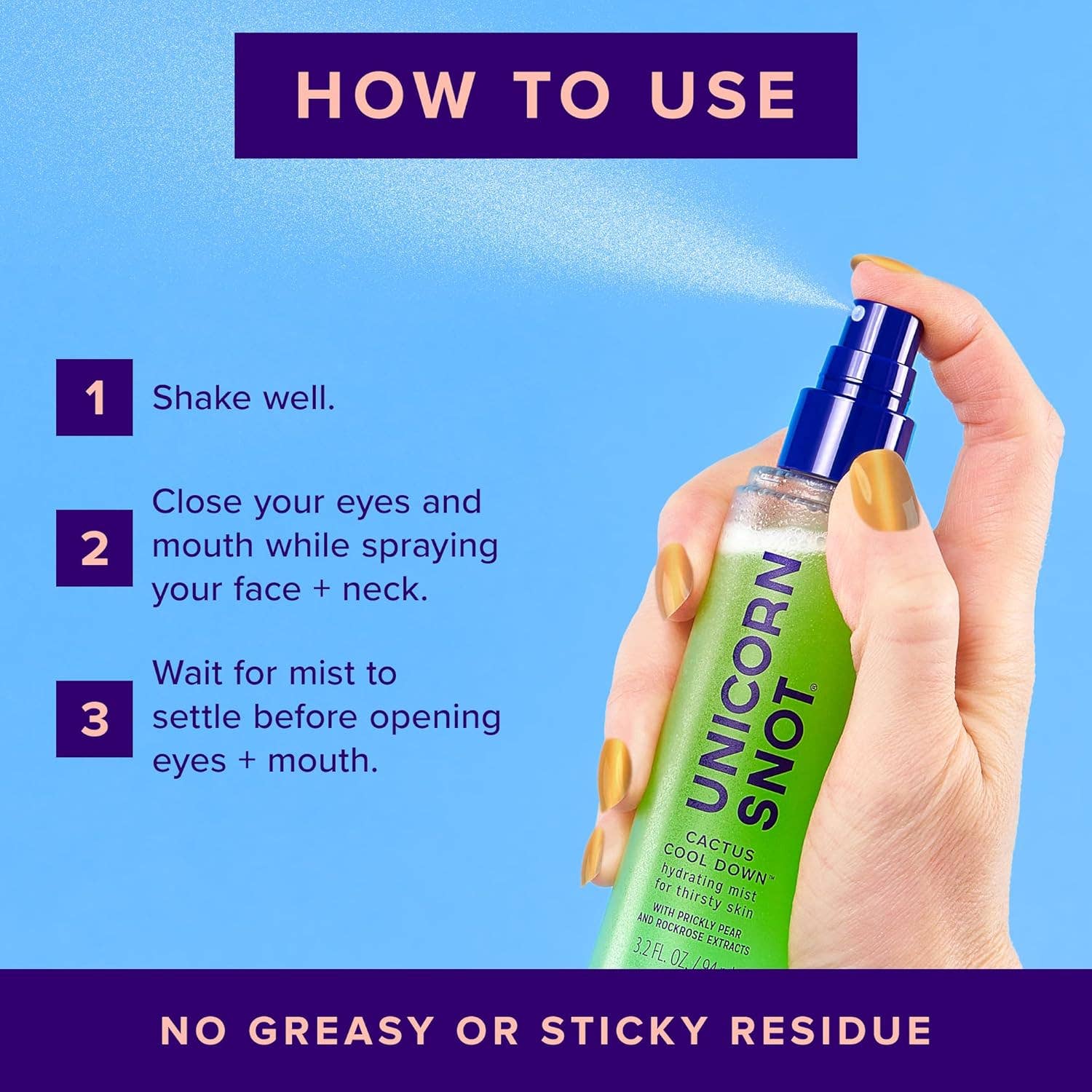 Cactus Cool Down Mist — Hydrating Face Spray by Unicorn Snot - BFF Here