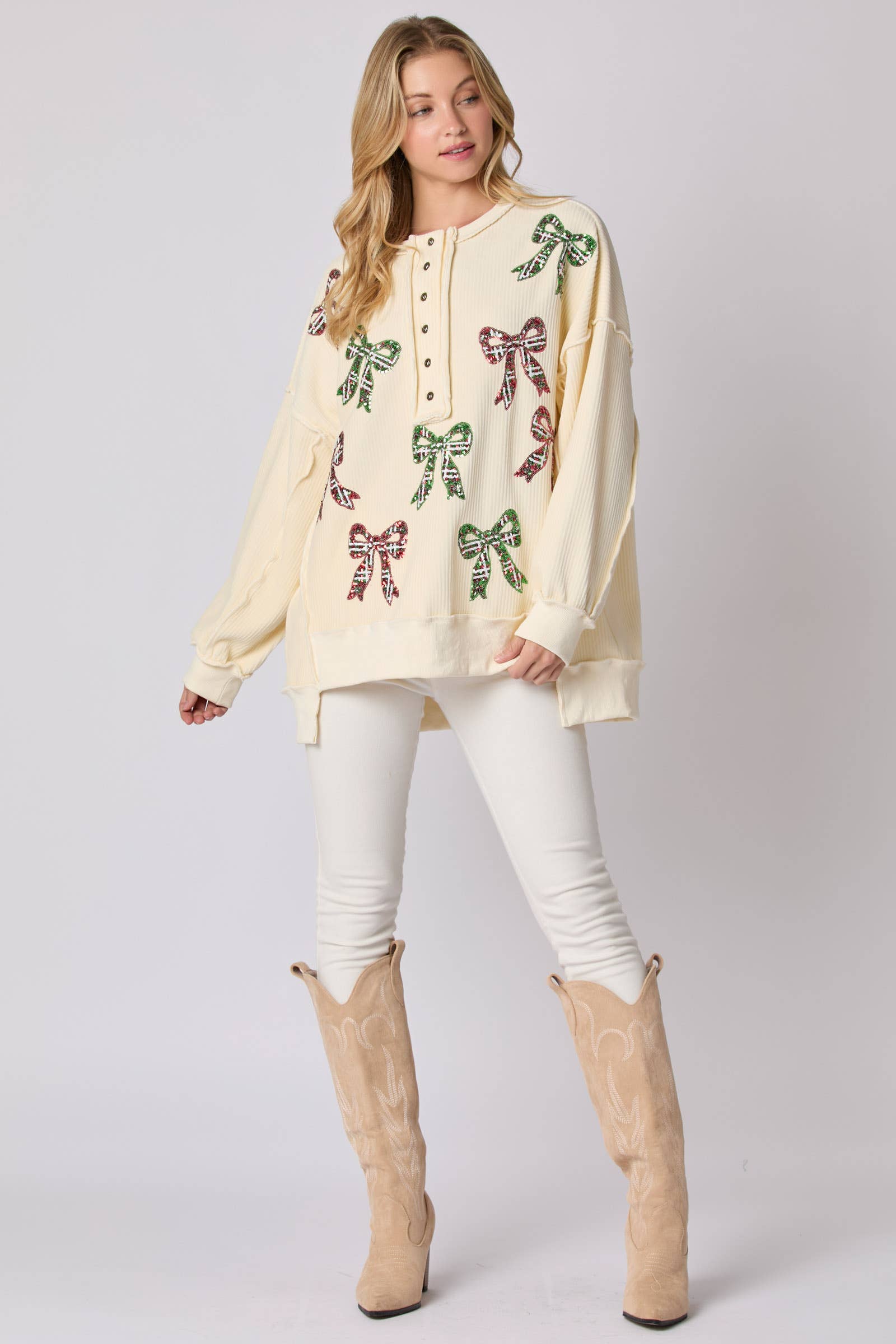 Bows and Bliss Corduroy Sweatshirt - BFF Here