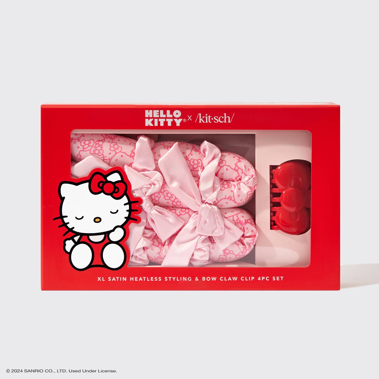 Hello Kitty x Kitsch XL Satin Heatless Styling & Bow 4pc Set - BFF Here