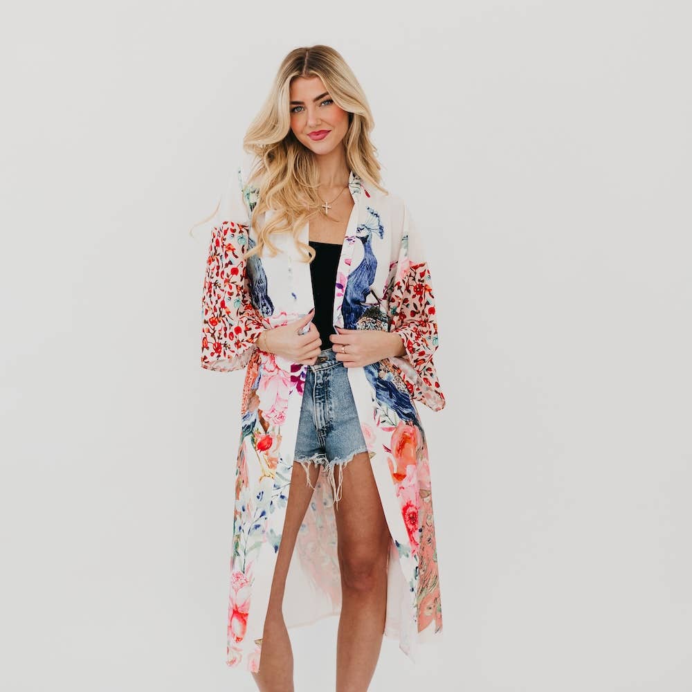 Peacock Summer Kimono by Pretty Simple - BFF Here