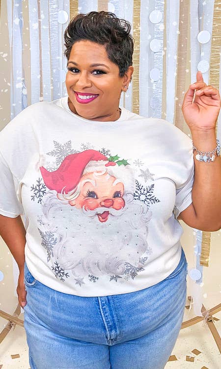 Vintage Santa Rhinestone Shirt - BFF Here