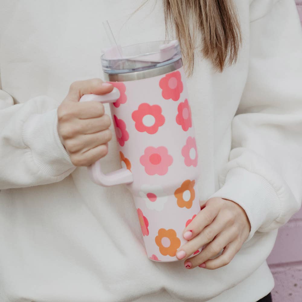 Groovy Flowers Tumbler Cup - BFF Here