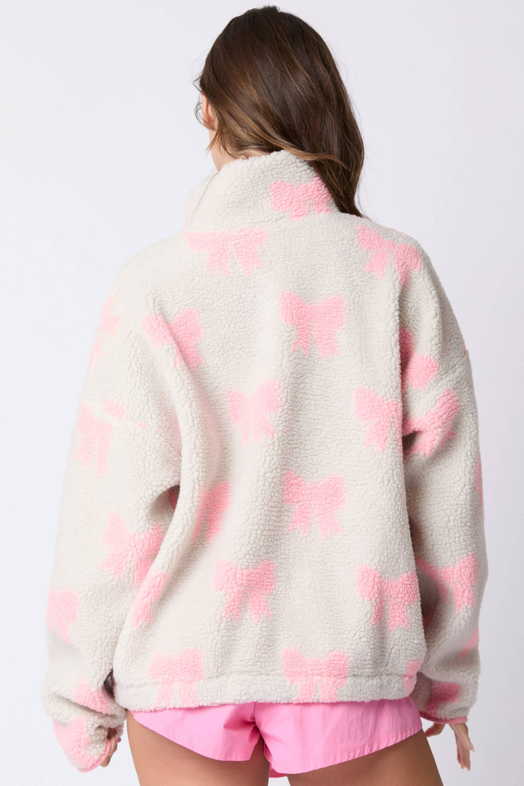 Pretty in Pink Bow Sherpa Pullover - BFF Here