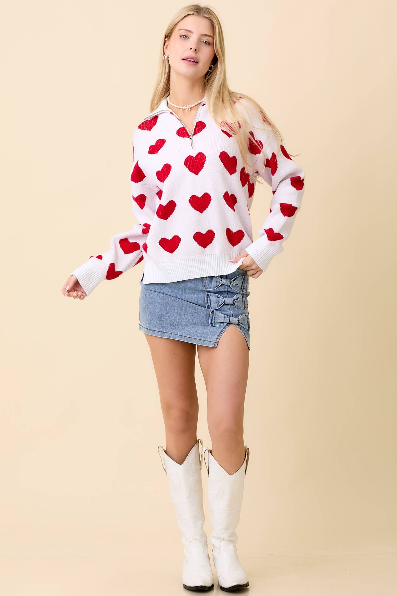 Love Struck Half-Zip Sweater - BFF Here