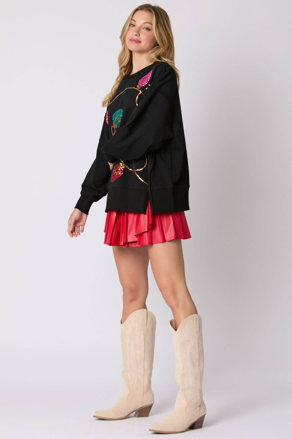 Festive Lights Sequin Sweatshirt / Choice of Color - BFF Here