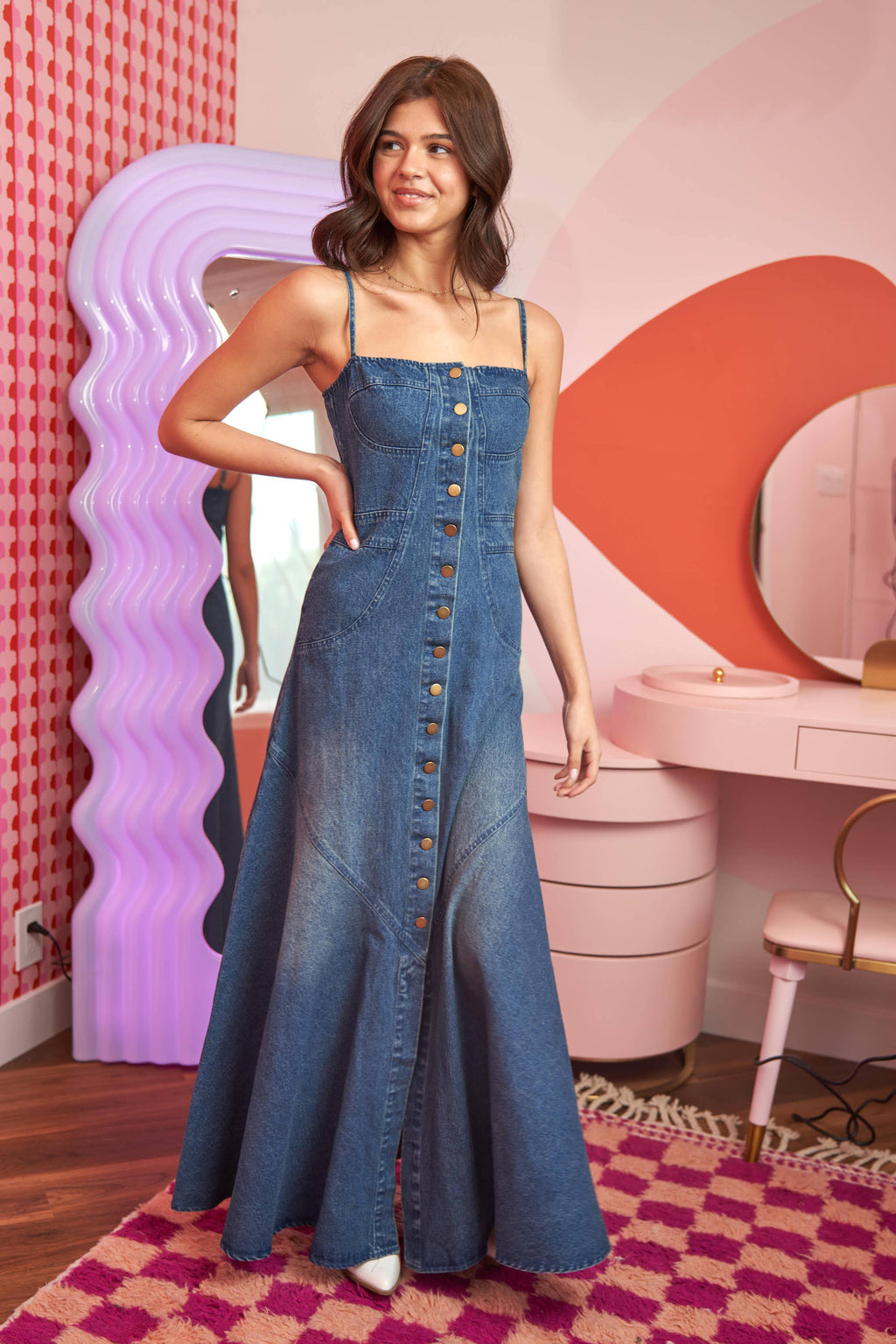 Dusty Trails Denim Maxi Dress by Jade by Jane - BFF Here