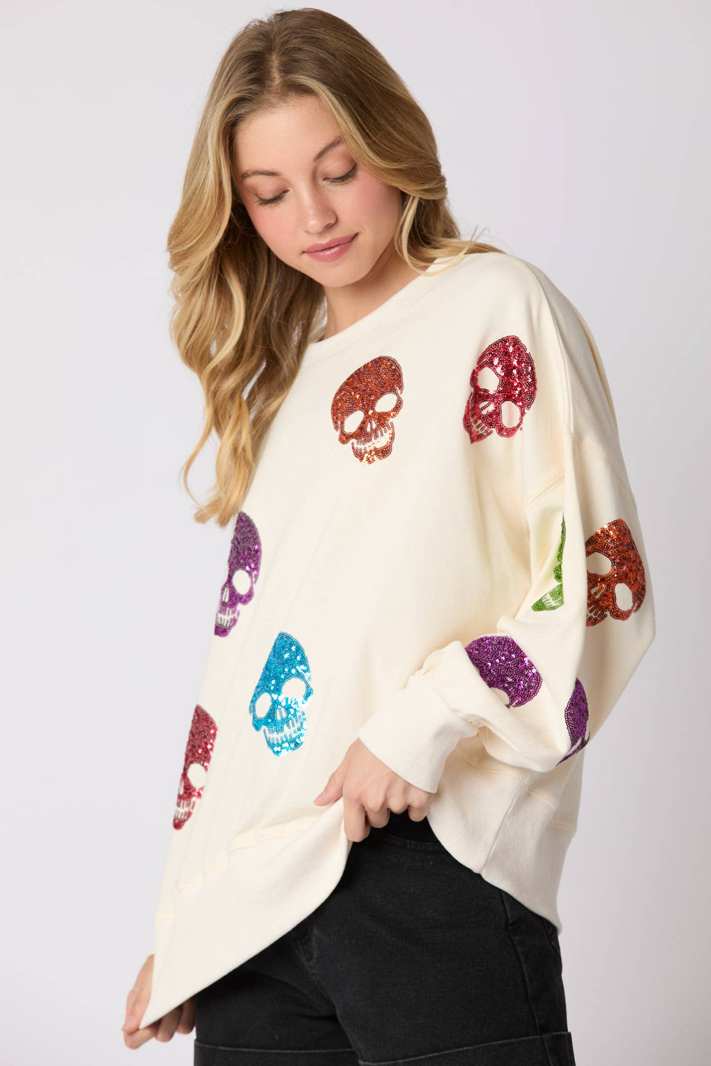 Spooky Sparkle Skull Halloween Sweatshirt - BFF Here