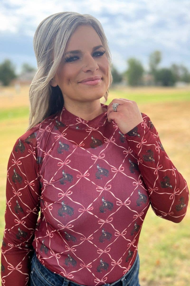 Bronc & Bows Mesh Top by Sterling Kreek - BFF Here