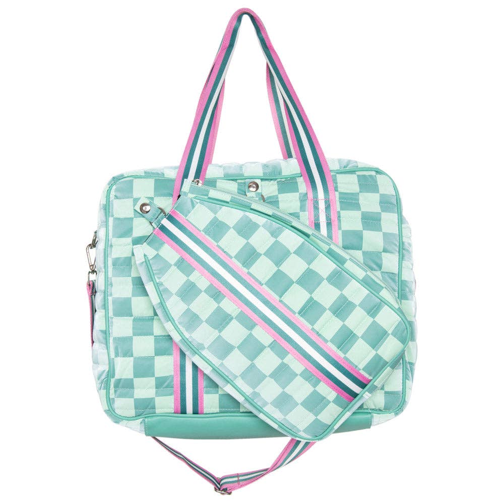 Teal Checkerprint Pickleball Duffle Bag by Katydid - BFF Here