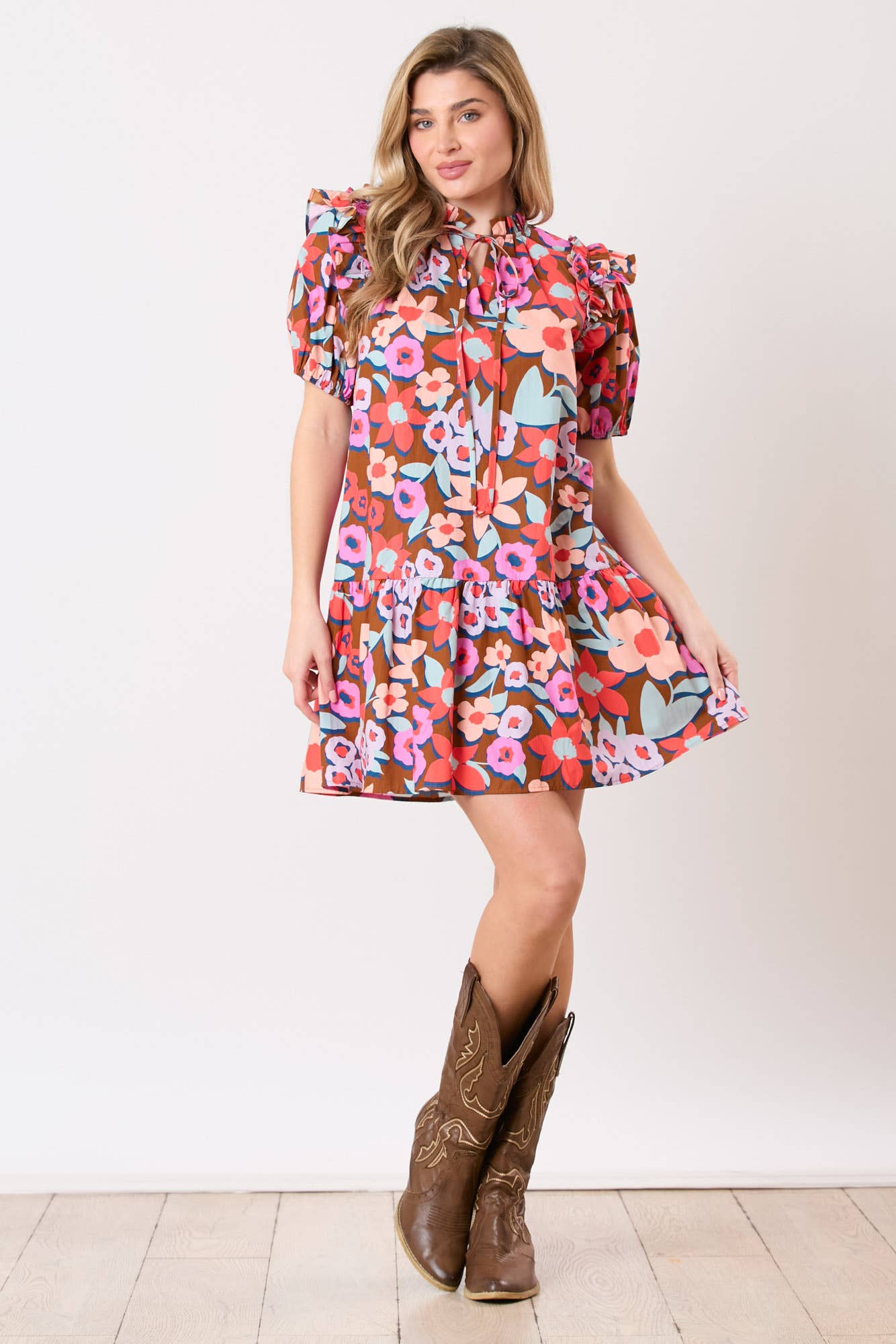 Summer Blossoms: Bold Floral Print Dress - BFF Here