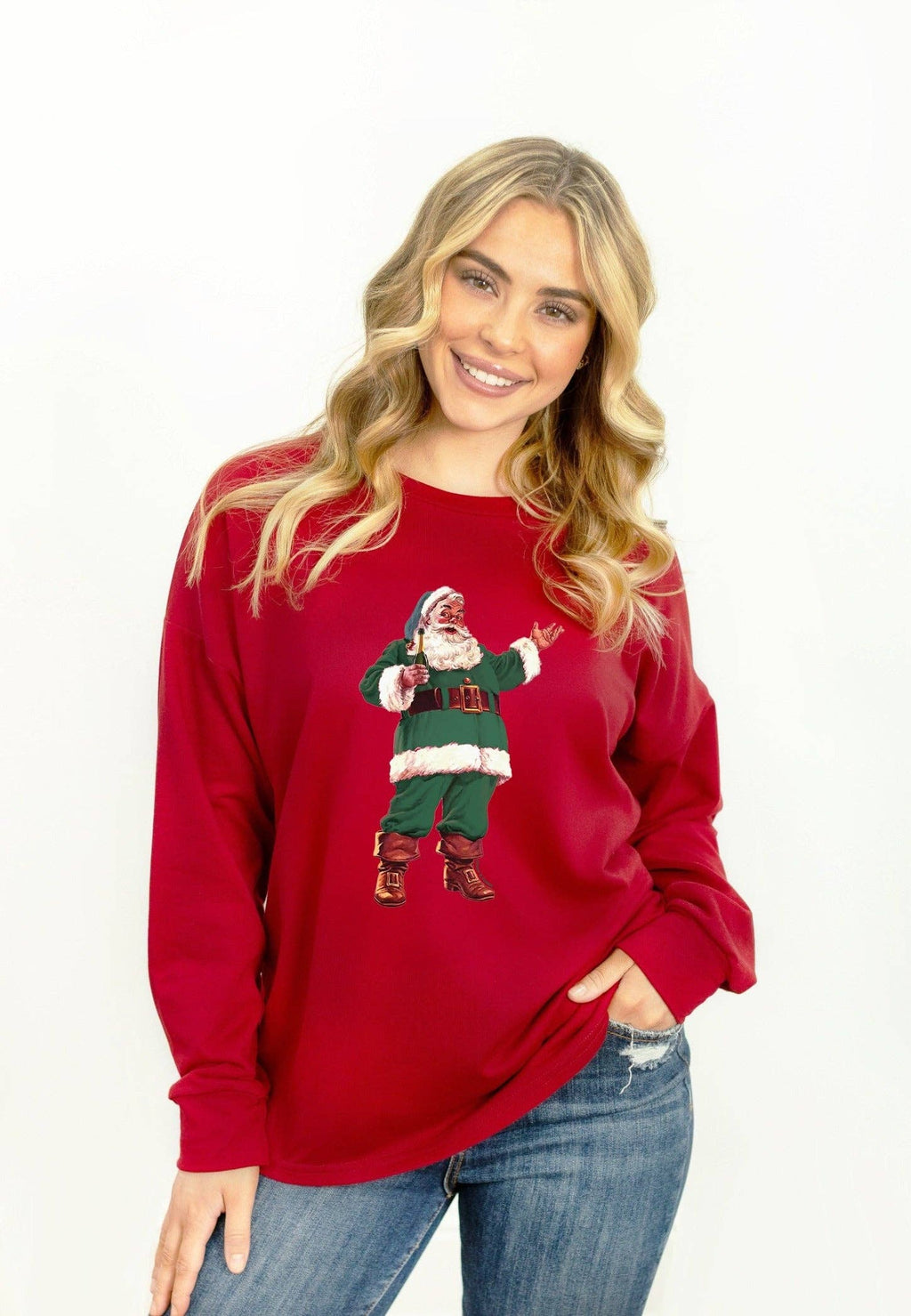 Santa With Champagne Sweatshirt by Grace and Emma - BFF Here