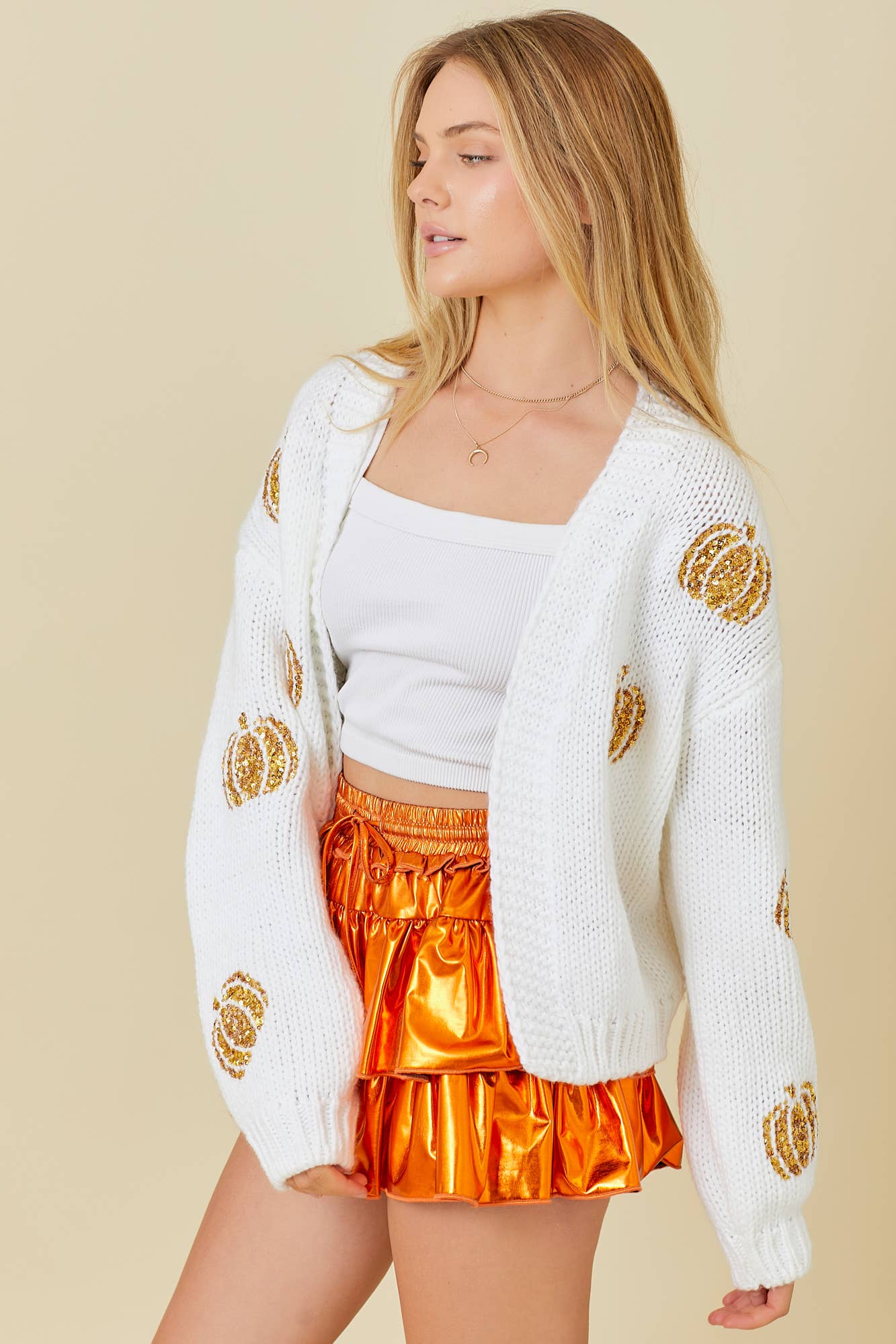 Pumpkin Spice Sequin Cardigan - BFF Here