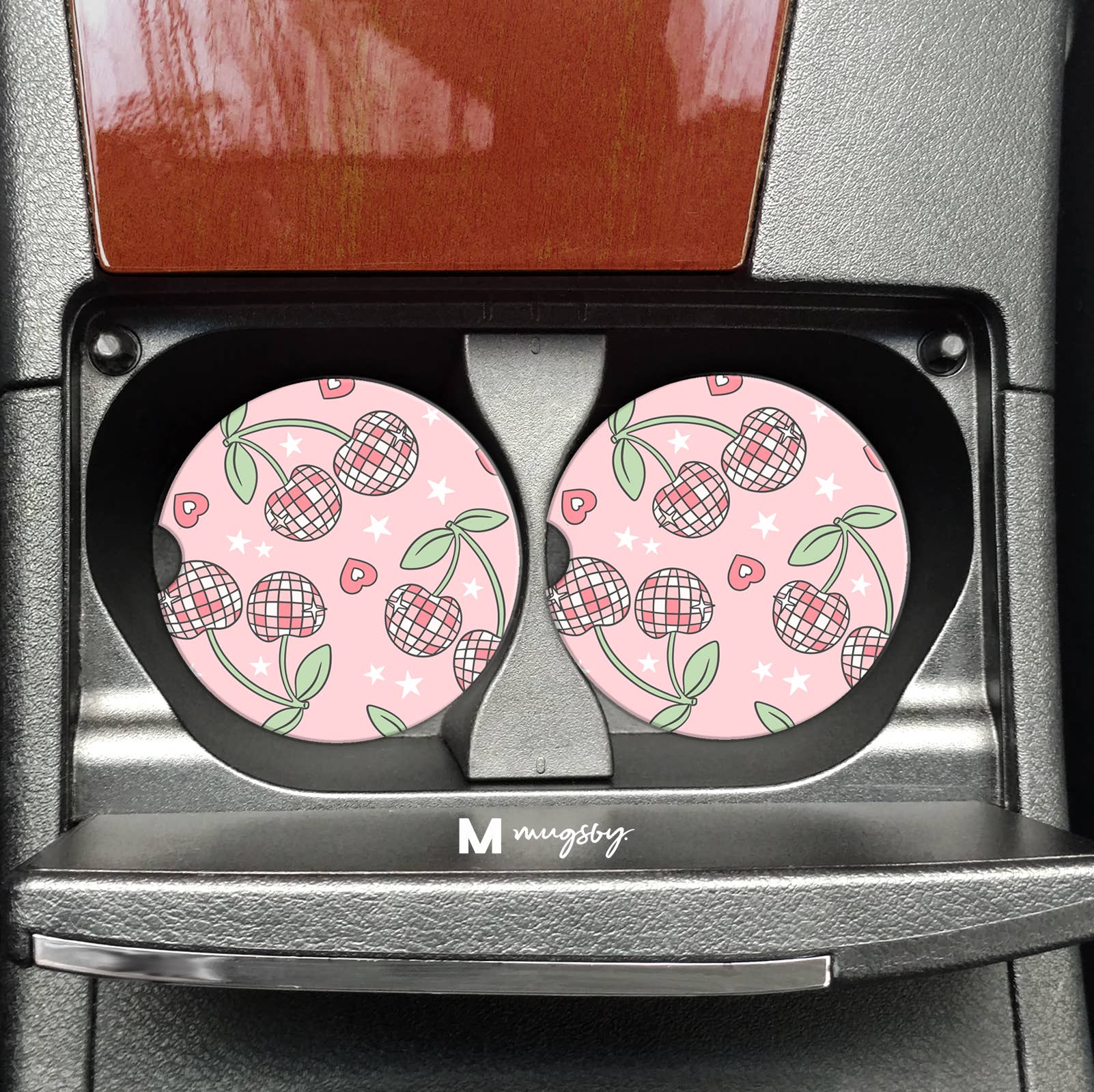 Disco Cherries Valentine's Car Coasters - BFF Here