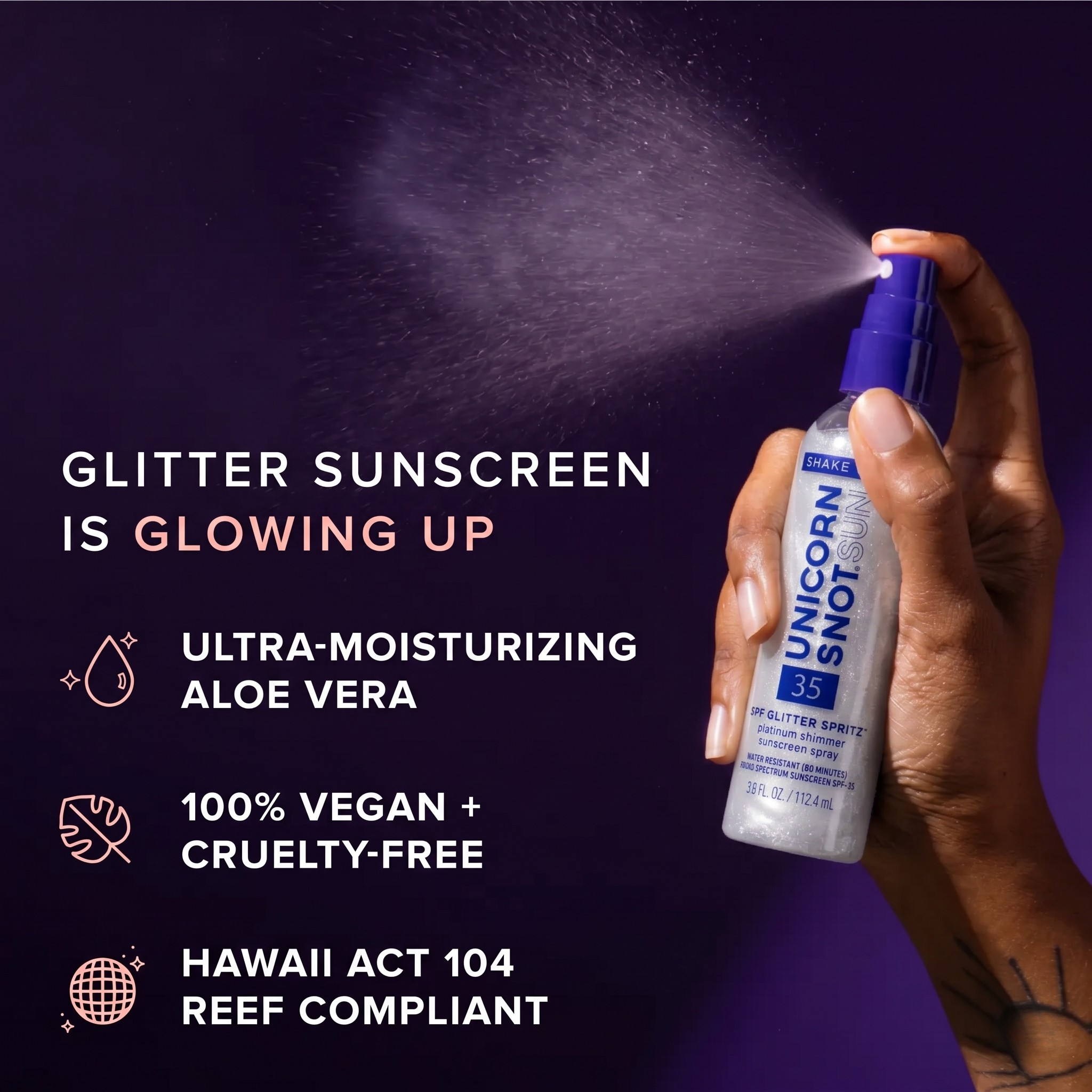 SPF 35 Glitter Spritz — Sunscreen Spray by Unicorn Snot / Platinum - BFF Here