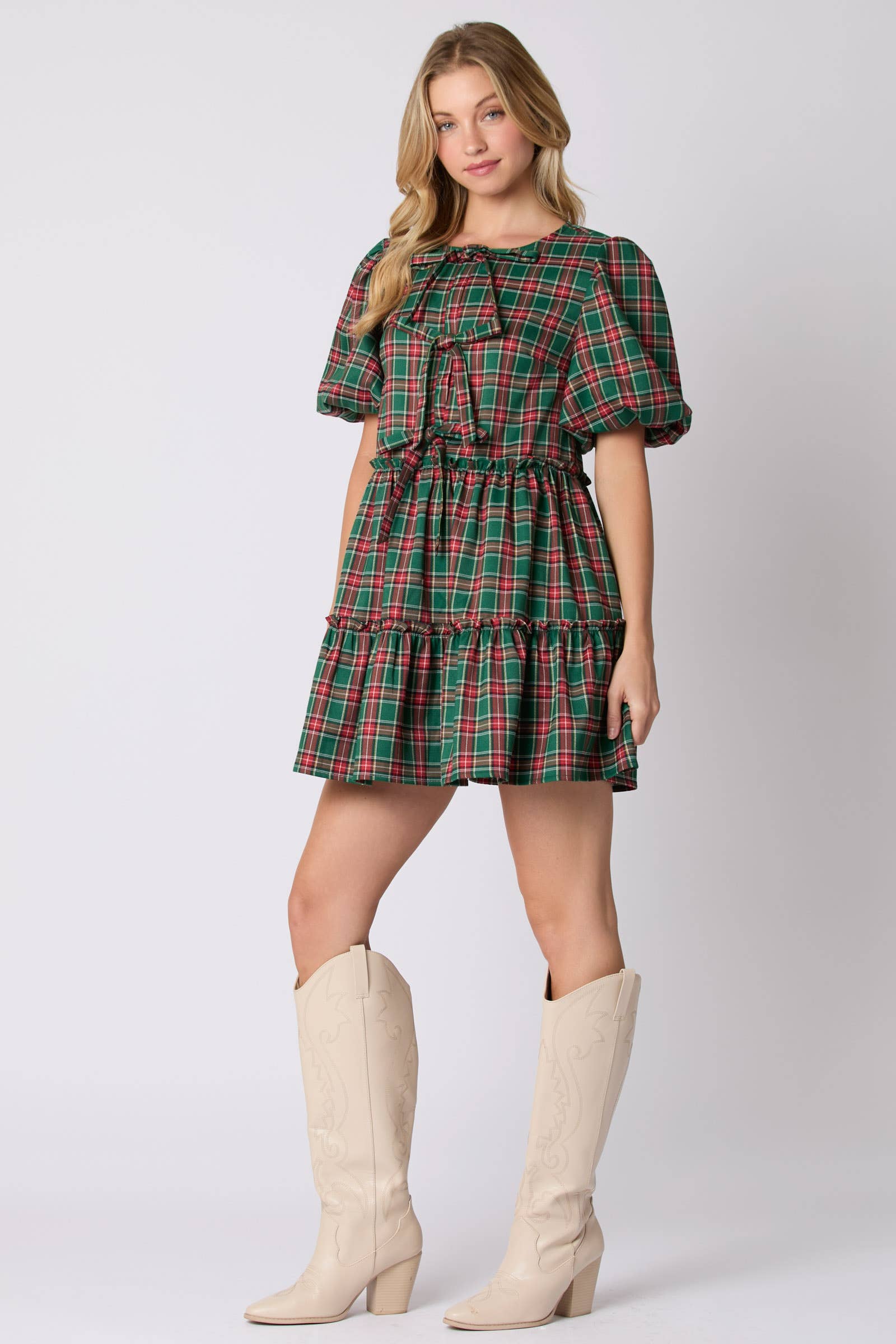 Holiday Plaid Ruffle Dress - BFF Here