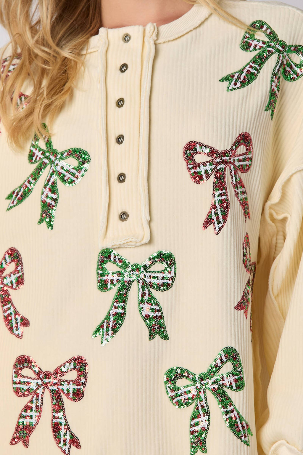 Bows and Bliss Corduroy Sweatshirt - BFF Here