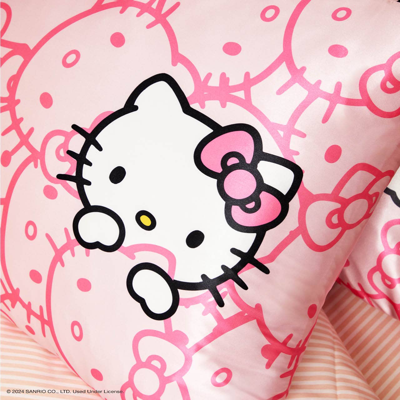 Hello Kitty x Kitsch Pillowcase King - Pink Kitty Faces - BFF Here