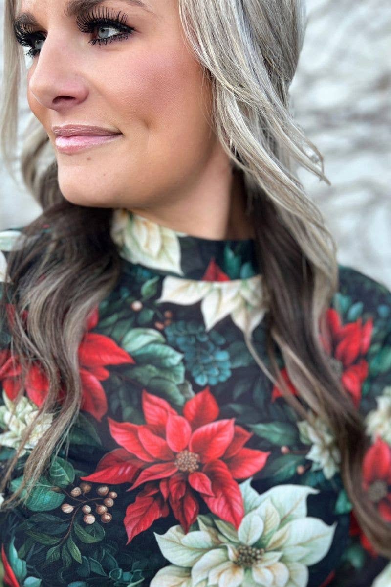 Meet Me Under The Poinsettia Mesh Top by Sterling Kreek - BFF Here