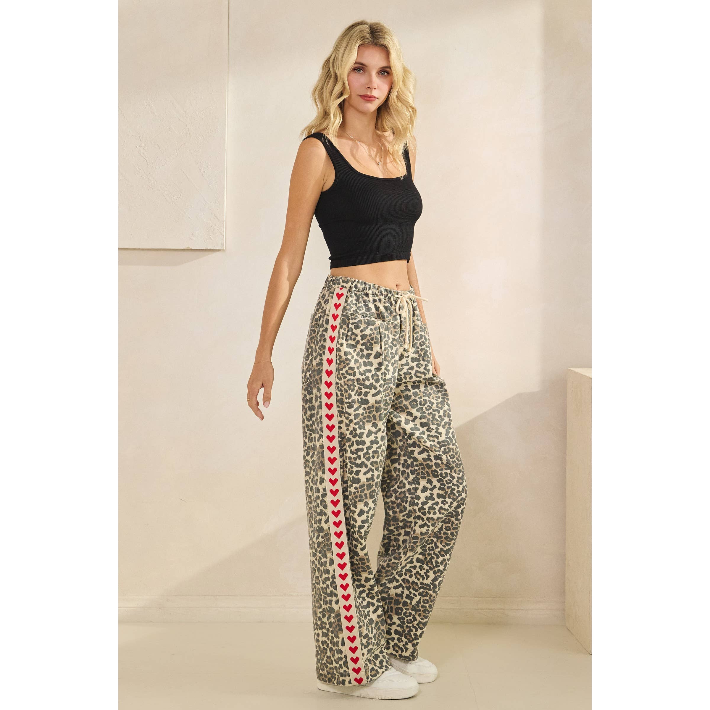 Leopard Printed Striped Wide Legged Pants - BFF Here
