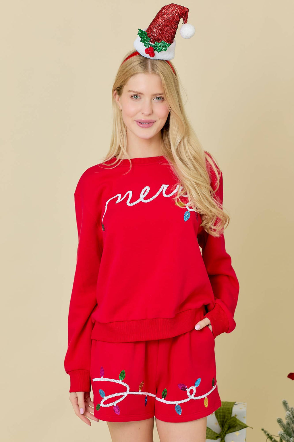 Merry Sequined Letter with Christmas Knit Top - BFF Here