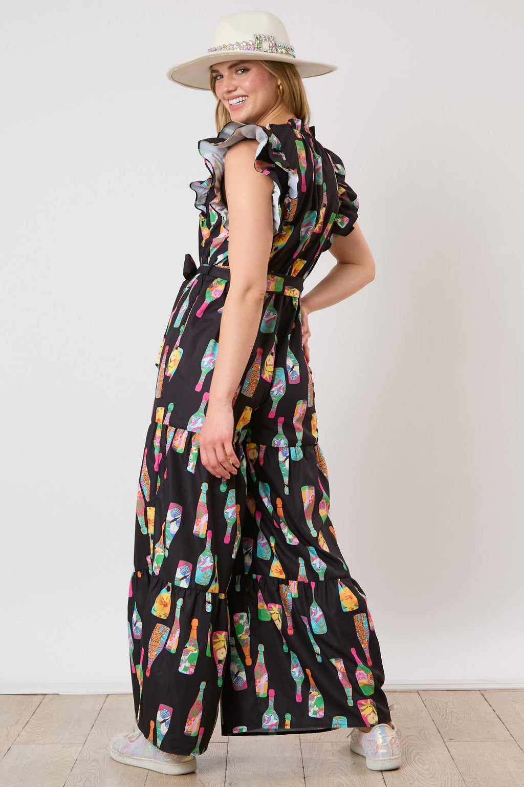 Cheers & Chic: Festive Bottle Jumpsuit - BFF Here