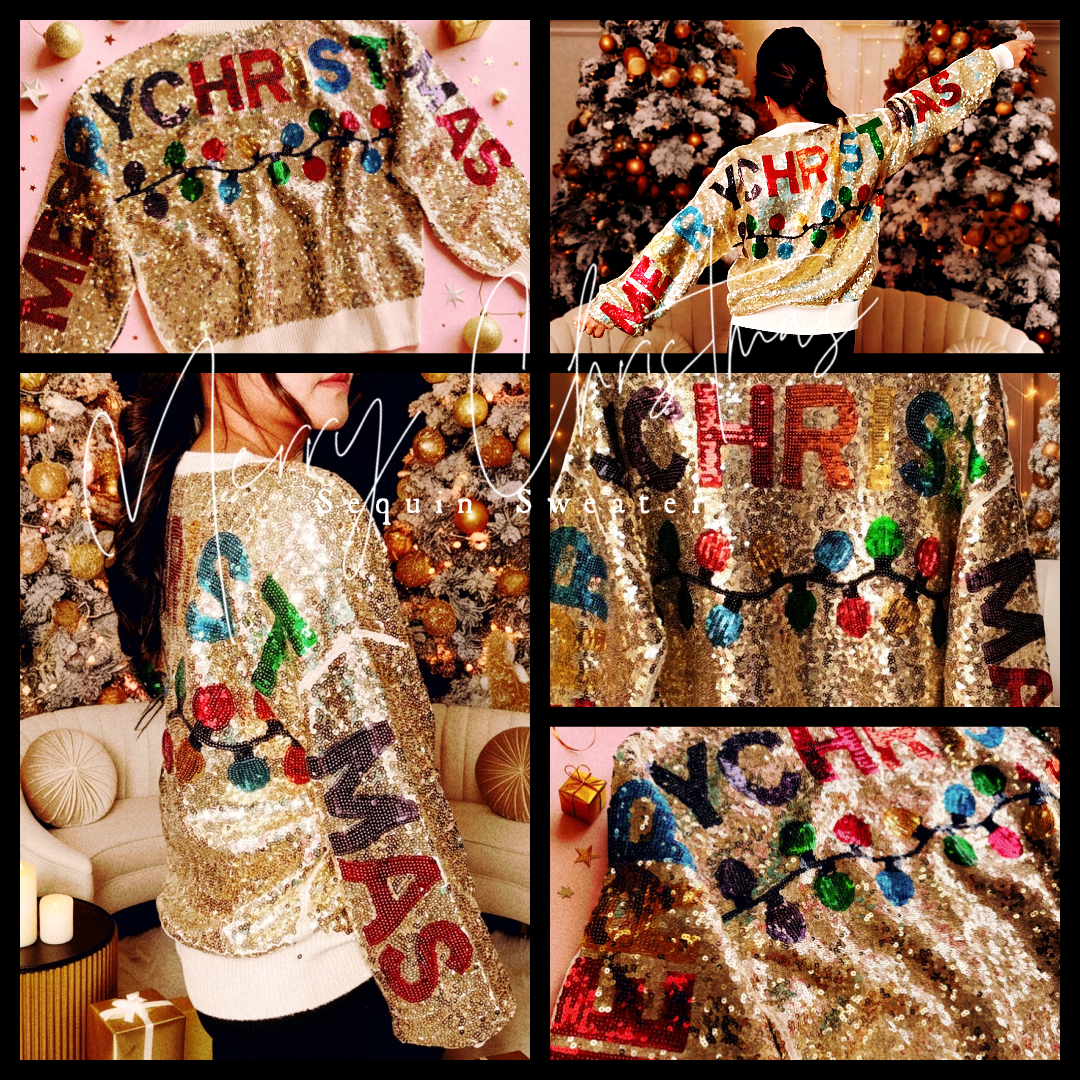 Ready For The Holiday All Around Rainbow Sequin Sweater - BFF Here